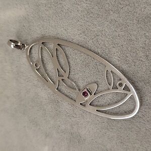 ELLE 925 Silver Oval Ruby Pendant